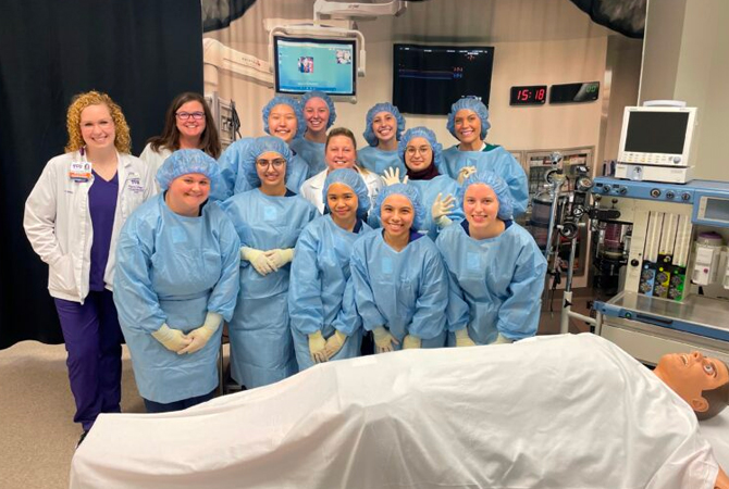 TCU nursing students in lab